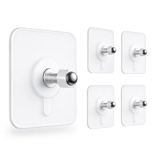 Image of CERLINK Self Adhesive Screw Hooks for Hanging Heavy Items | Heavy Duty Wall Hooks Without Drilling | Strong Sticker Hooks for Clothes, Towels & Home Organization | Nail Free Wall Mounted Hooks-Pack 5