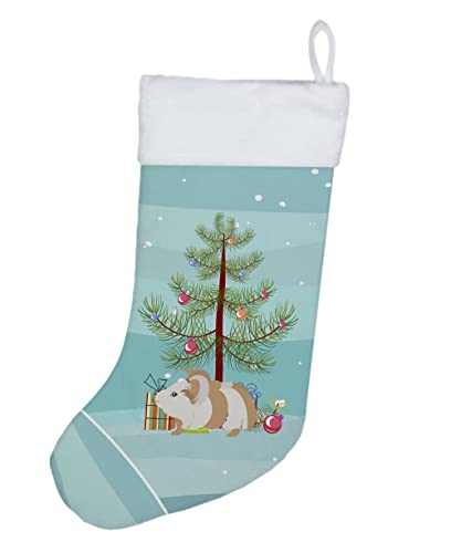 Caroline's Treasures CK4446CS Silkie Guinea Pig Merry Christmas Christmas Stocking Fireplace Hanging Stockings Christmas Season Party Decor Family Holiday Decorations