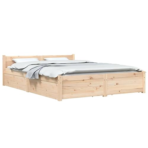 vidaXL Estructura de Cama con Cajones Matrimonial Somier Dormitorio Base Habitación Muebles Mobiliario Hogar Cuarto Descanso Doble 135x190 cm