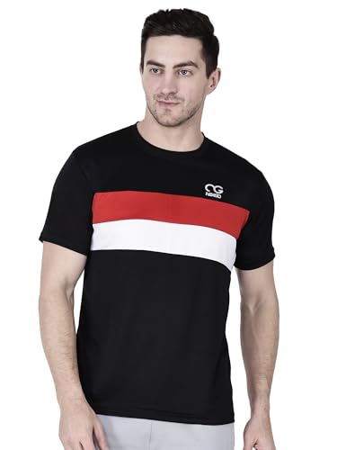 Image of Men Round Neck Half Sleeve Regular Comfort Dry-Fit Activewear Sports T-Shirt Pack of 1 Multicolour