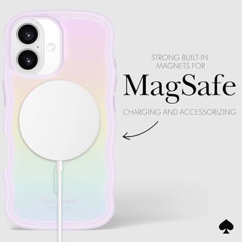 Coque iPhone 16 Kate Spade New York opale ondulée irisée compatible MagSafe