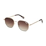 Quay - Sunglasses for Men & Women, Round Lenses with UV Protection (Big Time, Brushed Gold)