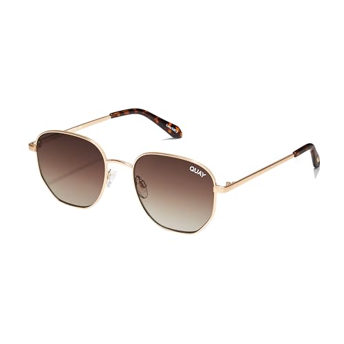 QUAY AUSTRALIA Unisex Adult Round Lenses with UV Protection, Brushed Gold, Big Time Medium by QUAY AUSTRALIA - Used condition - CA$53.97