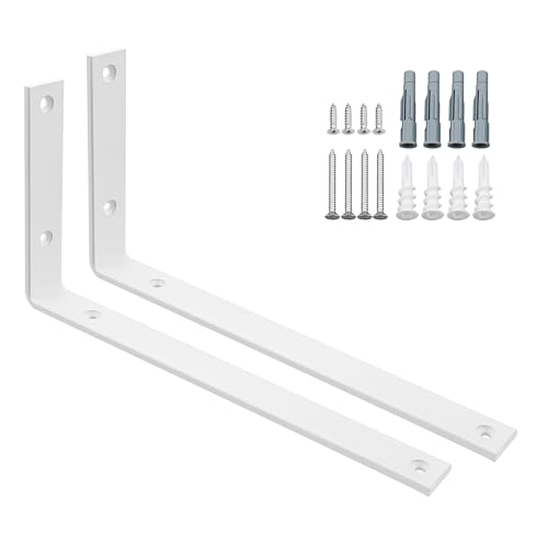 SAYAYO Escuadras para Estanterias de Alta Resistencia 300mm Escuadras Metalicas Soporte de Estantería de Pared Blanca 2 Piezas Soportes para Estanterías Flotantes Invisibles Capacidad de Carga 50 KG