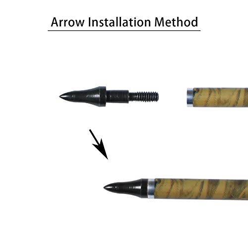 ARCHERY SHARLY [12 Pack] 31Inch Carbon Arrow Practice Hunting Arrows with 5\" Camo Natural Feathers for Traditional Recurve Bow and Longbow - Thumbnail 7