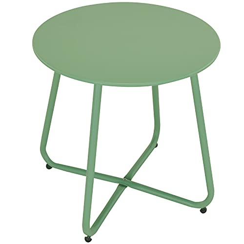 Grand Patio Indoor & Outdoor, Powder Coated Steel Round Side Table, Sage Green #TOP7