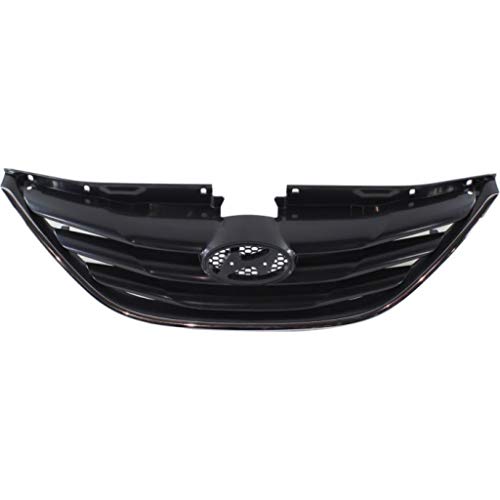 For Hyundai Sonata Grille Assembly 2011 2012 2013 | Textured Black Shell & Insert | W/Chrome Molding | Plastic | Hy1200162 | 863503S000 #TOP5