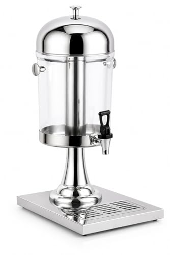 2.2 Gallon Beverage Dispenser with Ice Core & Stand – Stainless Steel Drink Dispenser with Spigot & Drip Tray for Parties, Juice, Lemonade, Catering & Events
