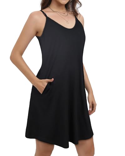Image of JOELLYUS Womens Spaghetti Strap Dress Summer Dresses Beach Cover Ups Casual Sundresses with Pockets 2026
