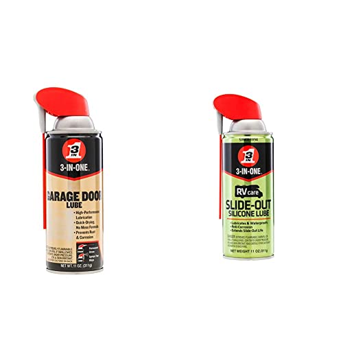 3-IN-ONE Professional Garage Door Lubricant with SMART STRAW SPRAYS 2 WAYS, 11 OZ & WD40 Company 120084 3 In 1 Rv Silicone Slide Out Lube Spray 11 Oz