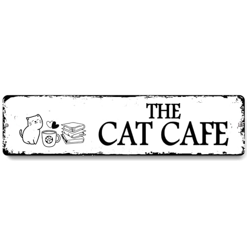 12x3 Inch The Cat Cafe Sign Cat Home PC Signage