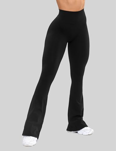 Unthewe High Waisted Flare Leggings for Women Tummy Control Butt Lifting Workout Yoga Wide Leg Pants2