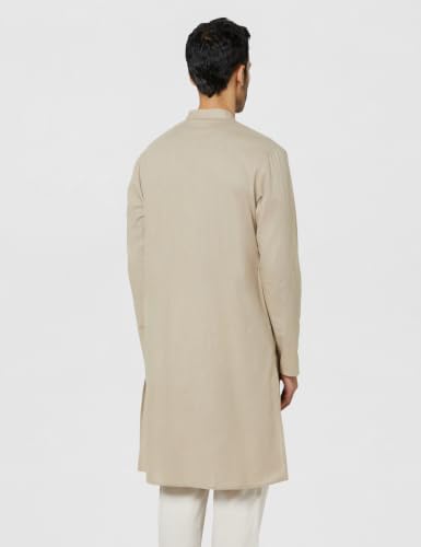 Image of Amazon Brand - Symbol Men's 100% Cotton Embellished Casual Long Kurta (Regular Fit)