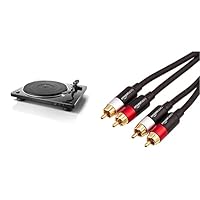 Denon DP450USBBKEM Plattenspieler (USB Aufnahme, Riemenantrieb, Tonarmlift, eingebauter Vorverstärker, S-Tonarm) Schwarz, 414x342x132 &amp; Amazon Basics 2-Stecker- bis 2-Stecker-Cinch-Audiokabel - 1,22m