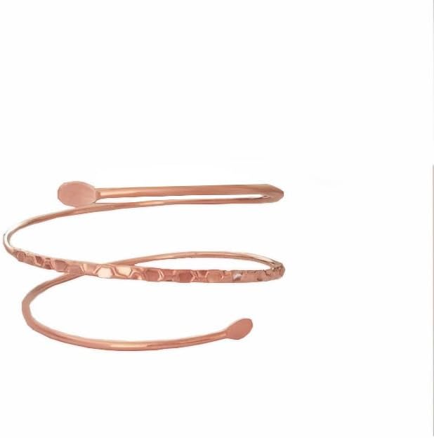 COLORFUL BLING Gold Punk Spiral Coil Upper Arm Cuff for Women Open Arm Bracelet Armlet Adjustable Hammered Wrap Armband Bangle - Image 3