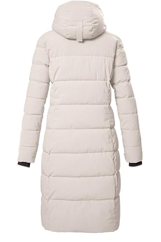 killtec Damen Steppmantel/Funktionsmantel in Daunenoptik mit Kapuze KOW 56 WMN QLTD CT, weißer Sand, 38, 41810-000