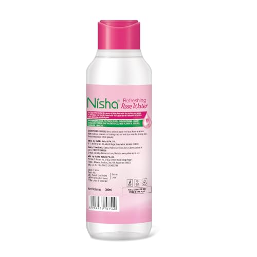 Image of Nisha Refreshing Rose Water For Face 300ml | Gulab Jal For Face | Skin Toner For Glowing and Hydrating Skin | Pore Tightening | Balances pH | Makeup Remover| All Skin Types | Face Toner For Women Men