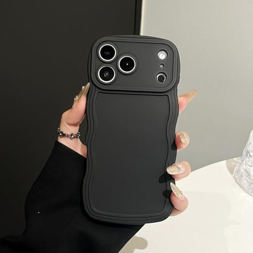 Coque iPhone 13 Pro Max silicone rigide anti-glisse noire à vague