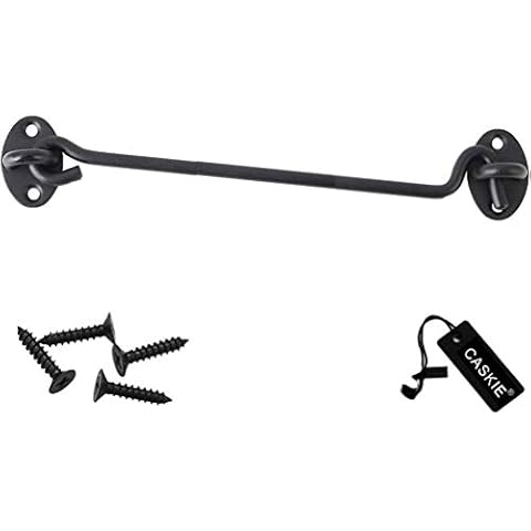 Cabin Hook Stainless Steel Latch and Eye Privacy Hooks Door Stay with Screws Lock for Gate Shutters Window Slide Barn Shed Patio Door - Matte Black Cover