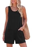 Jouica Women's Summer Tank Top Romper Sleeveless Loose Casual Shorts Jumpsuit Overalls with Pockets 2026 Clothes,Black,Large