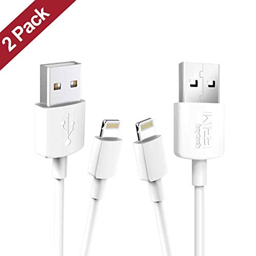 2 Pack iPhone Lightning Cable 3ft Apple MFi Certified USB Charger Cord 1M K123 Keytech Premium White Data Cable for iPhone Xs/Xs Max/XR/X/8/8 Plus/7/7 Plus/6/6 Plus/5, iPad