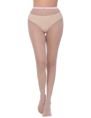 Image of Lastclream High Waisted Fishnet Tights for Women Sexy Fishnets Stockings Full Footed Fishnet Sheer Pantyhose Plus Size