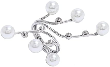 Big Branch Pearl Statement Ring for Women Girls Gold Balls Faux Pearls Antique Expandable Layered Open Band Wrap Finger Rings Adjustable Art Deco Exaggerated Jewelry Fashion Gifts Birthday