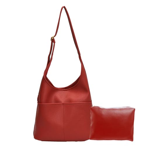 Image of Faux Leather Hobo Bag for Women Large PU Leather Slouchy Bag with Small Purse Soft Crossbody Bags Tote Shoulder Bag