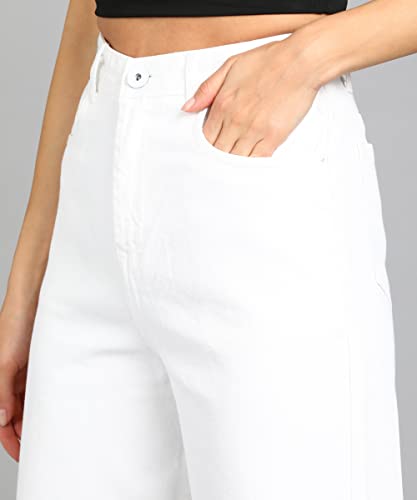 Image of Urbano Fashion Women's High Rise Regular Fit Wide Leg Washed Jeans