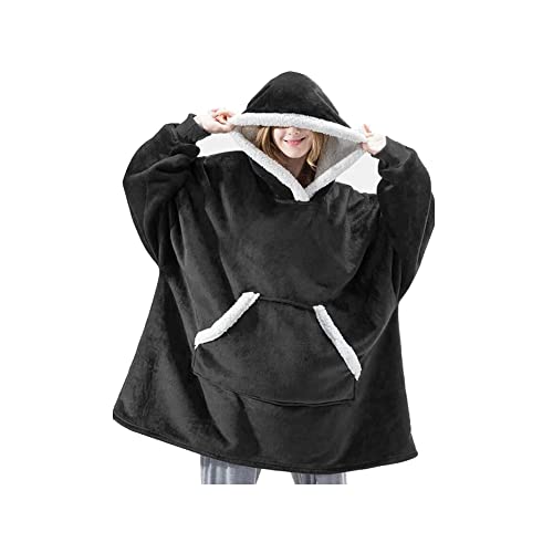 Xersex Pullover Sweatshirt Mit Kapuze Robe Decke Hoodie Decke Sweatshirt Flanell Hoodies (schwarz) Cover