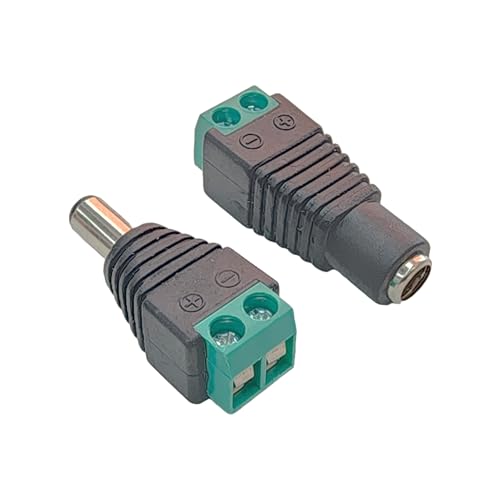 DC Power Jack Plug Adapter Connector for LED Strip, DC Motor, Stepper Motor, CCTV Camera, 2.1 x 5.5mm Male Female 5 Pairs