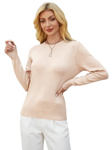 Image of GKBK Women's Wool Blend Sweaters 2026 Fall Fashion Lightweight Business Casual Outfits Long Sleeve Crew Neck Pullover Tops