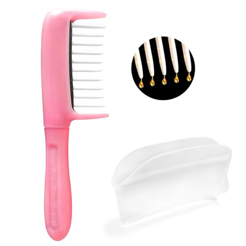 Optisake 2PCS Dandruff Comb, Scalp Sweep Detoxing Energy Comb, Plastic Hollow Tooth Button Hairbrush for Scalp Cleaning Exfoliator Massage and Oil Buildup Removal for Women Men Kids