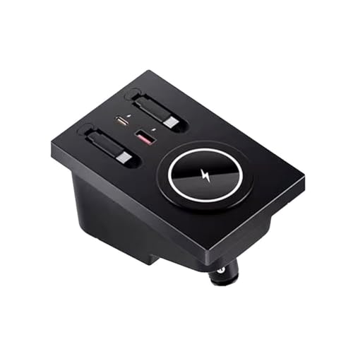 USB Hub Wireless Charger for Volvo xc60 xc90 s90 v90 s60 v60 Retractable Hub Docking Station with Fast Charging Cable Multi Port Accessories Docking Station of Center Console (tuozhanwu-A)