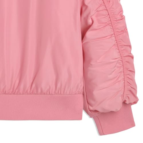 Image of PUMA Kids Girls Bow Society Pack Poly Satin Button Down Jacket Athletic Outerwear Casual - Pink