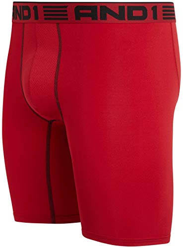 AND1 Mens Boxer Briefs - 6 Pack Platinum Performance Long Leg Boxer Briefs with Pouch - Boxers for Men, 9" Inseam (S-3XL)