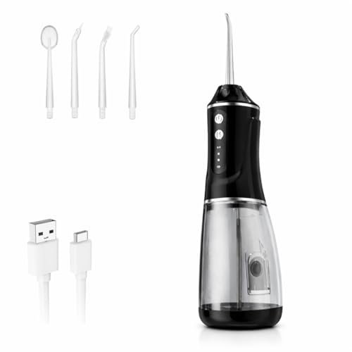 Image of Water Flosser for Teeth Cordless, 380ML Electric Dental Flosser 4 Modes & 6 Jet Tips for Oral Care, Rechargeable Floss DIY Mode IPX7 Waterproof, Portable Oral Irrigator for Travel and Home Gift .