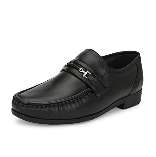 Image of HITZ Men's Brown Leather Slip-On Comfort Shoes