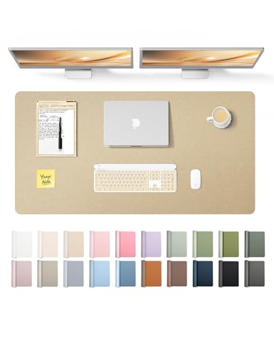 Image of YSAGi Leather Desk Pad Protector, Office Desk Mat, Large Mouse Pad, Non-Slip PU Leather Desk Blotter, Laptop Desk Pad, Waterproof Desk Writing Pad for Office and Home (Gold,47.2 inch x 23.6 inch)