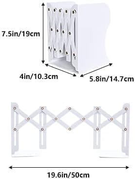 DIFIT Buchstütze, Verstellbar Buchstützen, Metall Bücherstützen, Erweiterbare Bücherhalter Book End, Bücherstütze für Regal, Weiß Buchstützen Metall für Schreibtisch(1Stück)