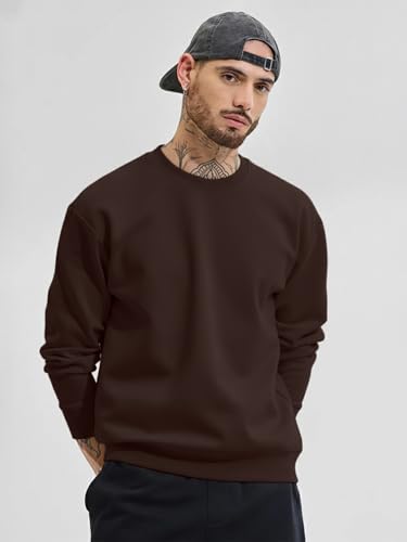 Image of LEOTUDE Regular Fit Stylish Loopknit Sweatshirt for Men's W11 All JAN25 P Brown L
