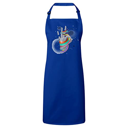Tablier cuisine bleu main surréaliste pour cuisiner avec style au quotidien