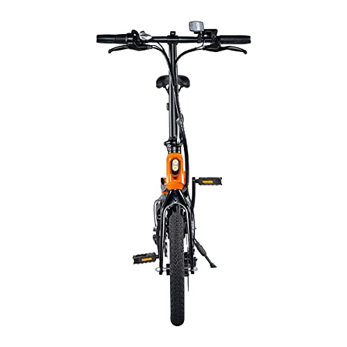 Swagtron Swagcycle EB-7 Elite Plus Folding Electric Bike with Removable Battery, Orange/Black, 16" Wheels, 7-Speed