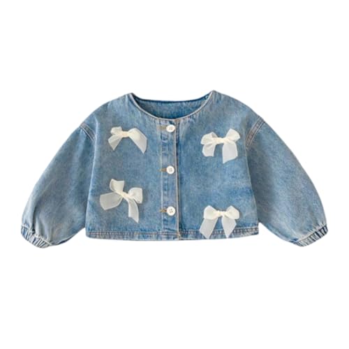 Girls Denim Jacket,Children's Versatile Outerwear,Bow Tie Jeans Jacket,Birthday Gift