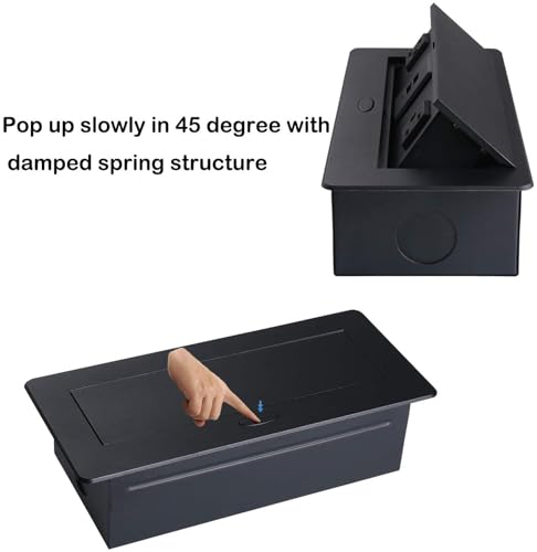 Image of Audiovan Hydraulic Cable Cubby Pop Up Conference Box, Cable Manager Socket Electrical Box with 4 Power Socket 10 Amp UL Certified Black
