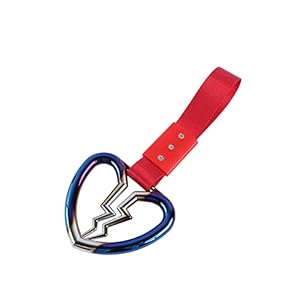 Q1-TECH, JDM Tsurikawa Ring Japanese Subway Train Bus Car Handle Broken Heart Handle Hand Strap Rear Front Bumper Warning Rings Drift Charm Drift Bosozoku Car Accessory (Broken Heart – Burnt Blue RD)