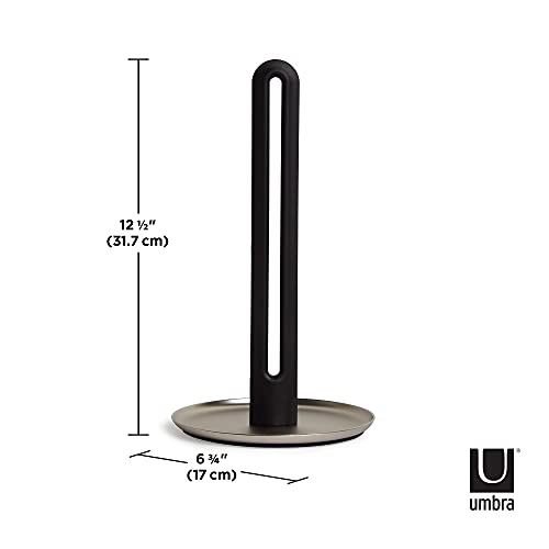 Porta Papel Toalha Keyhole Cor Niquel/preto Em Ferro E Abs Umbra Preto