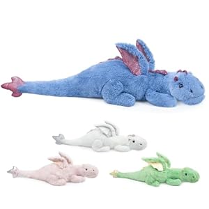 Giant Weighted Stuffed Animal 10Lbs 35.4″, Heavy Soft Dragon Plush Toy, Blue Weighted Dragon Stuffed Animal for Kids and Adults, for Comfort and Relaxation