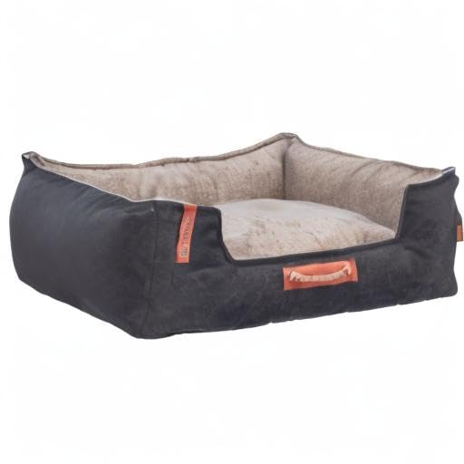 TRIXIE Hundebett BE Nordic Föhr 100x80 cm in schwarz/Sand – eckiger Hundekorb für kleine & große Hunde - gemütliches Hundekörbchen mit praktischem Tragegriff - weich & waschbar - 36592