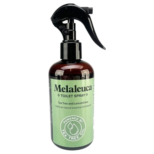 Melaleuca Spray - 100% Natural Tea Tree Oil Toilet Spray – 8 Oz - Natural Bathroom Odor Eliminator & Air Freshener – Pure Tea Tree Essential Oil with Lemongrass – Odor Eater, Paraben Free